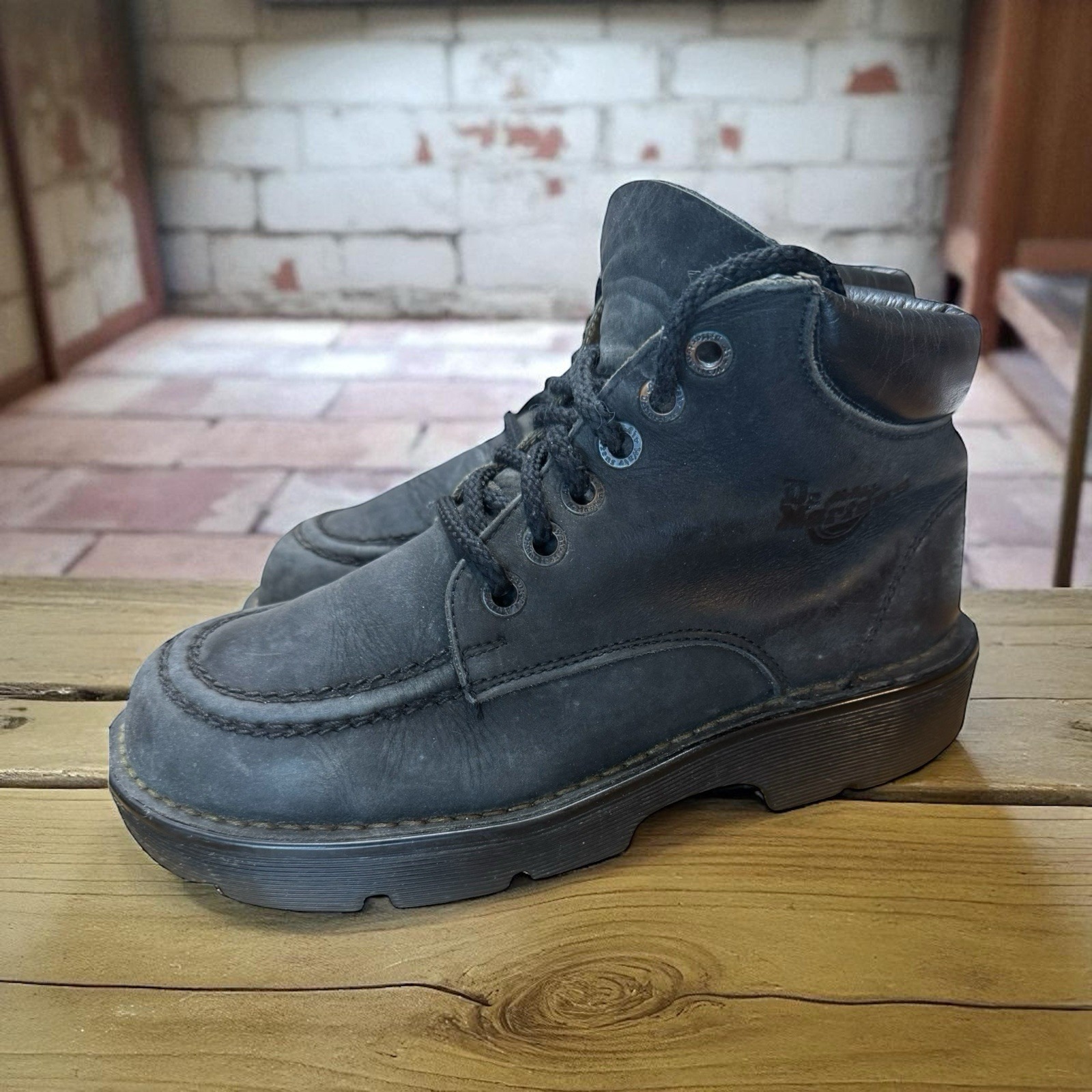 Dr. Martens 8435 Vintage England Black Chunky Platform Boots Grunge Goth 90s